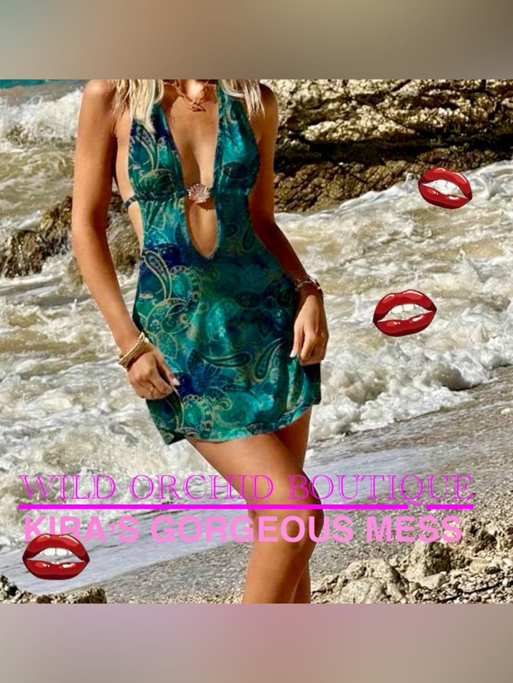 💋🍸BNWT🍸💋Teal Paisley Halter Mini Dress
